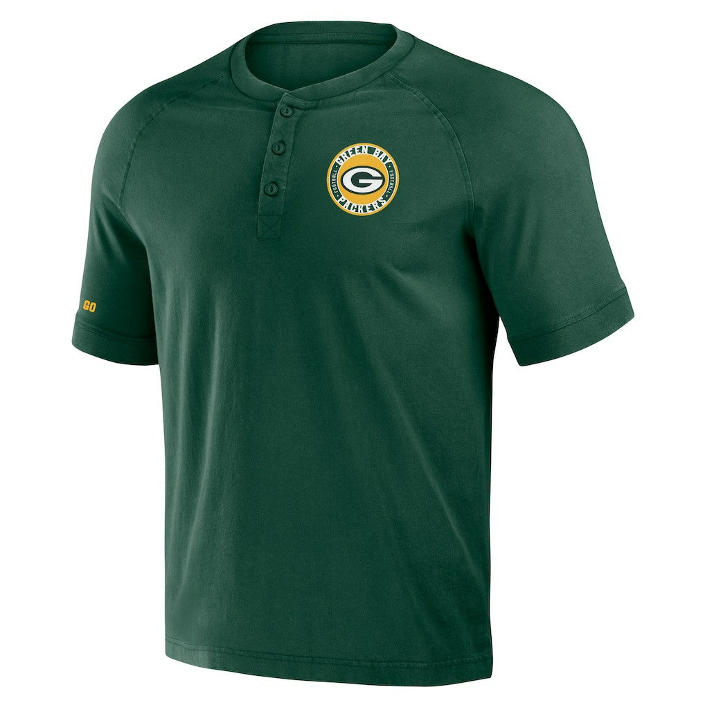 NFL x Darius Rucker Collection Washed Raglan Henley T-Shirt - Green Bay Packers