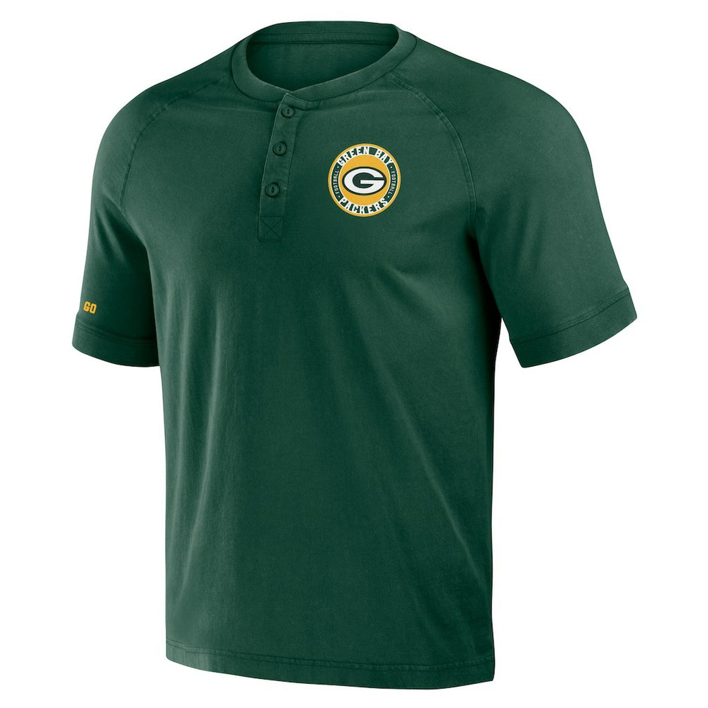 NFL x Darius Rucker Collection Washed Raglan Henley T-Shirt - Green Bay Packers