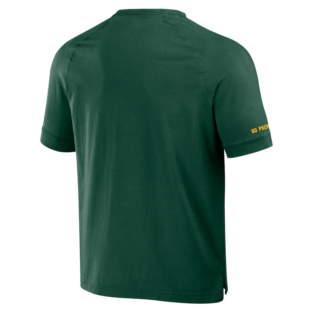NFL x Darius Rucker Collection Washed Raglan Henley T-Shirt - Green Bay Packers