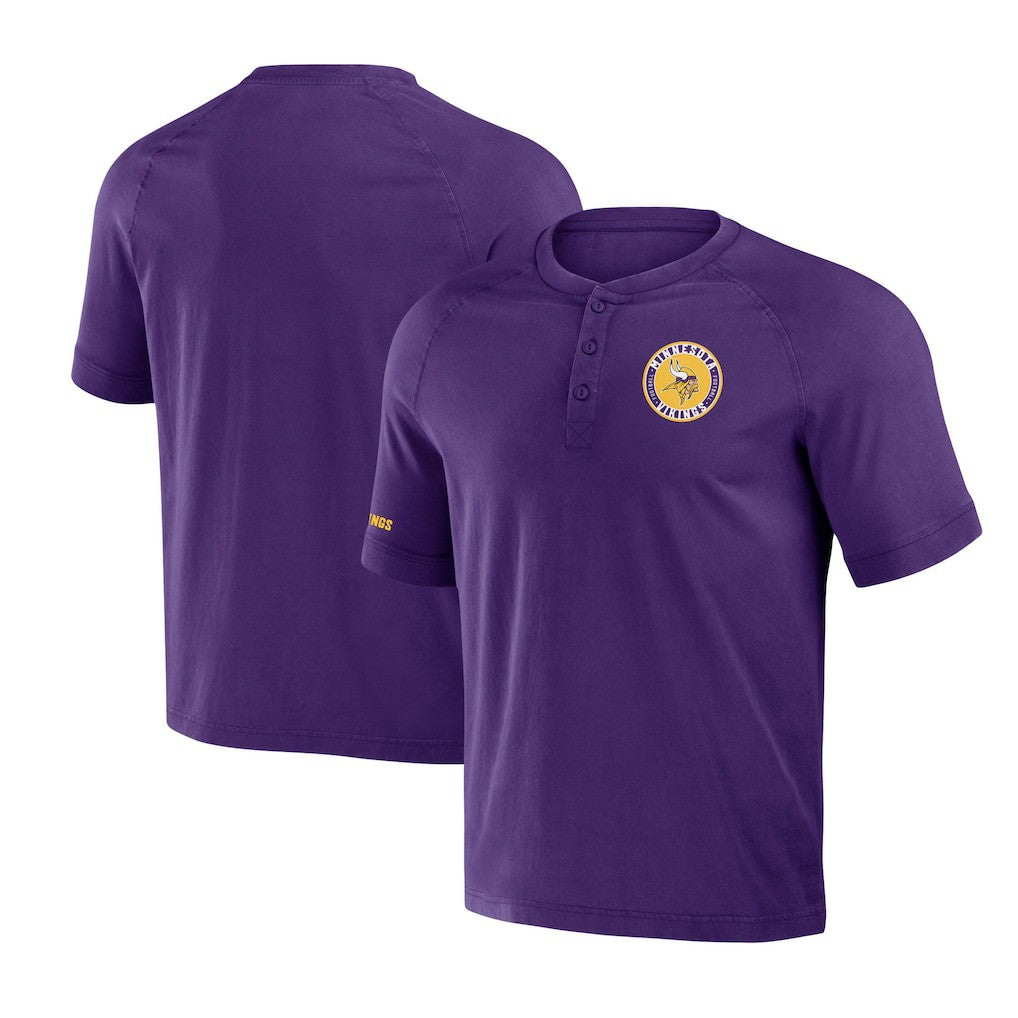 NFL x Darius Rucker Collection Washed Raglan Henley T-Shirt - Minnesota Vikings