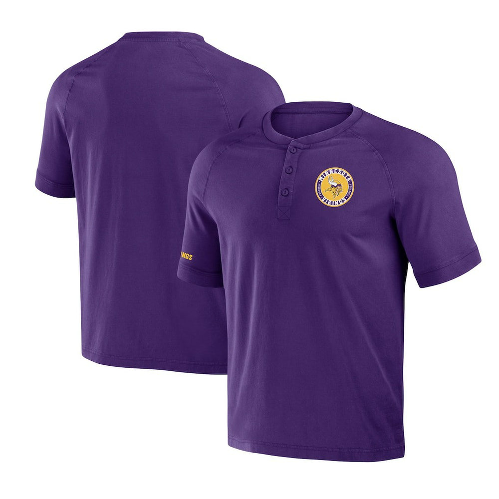 NFL x Darius Rucker Collection Washed Raglan Henley T-Shirt - Minnesota Vikings