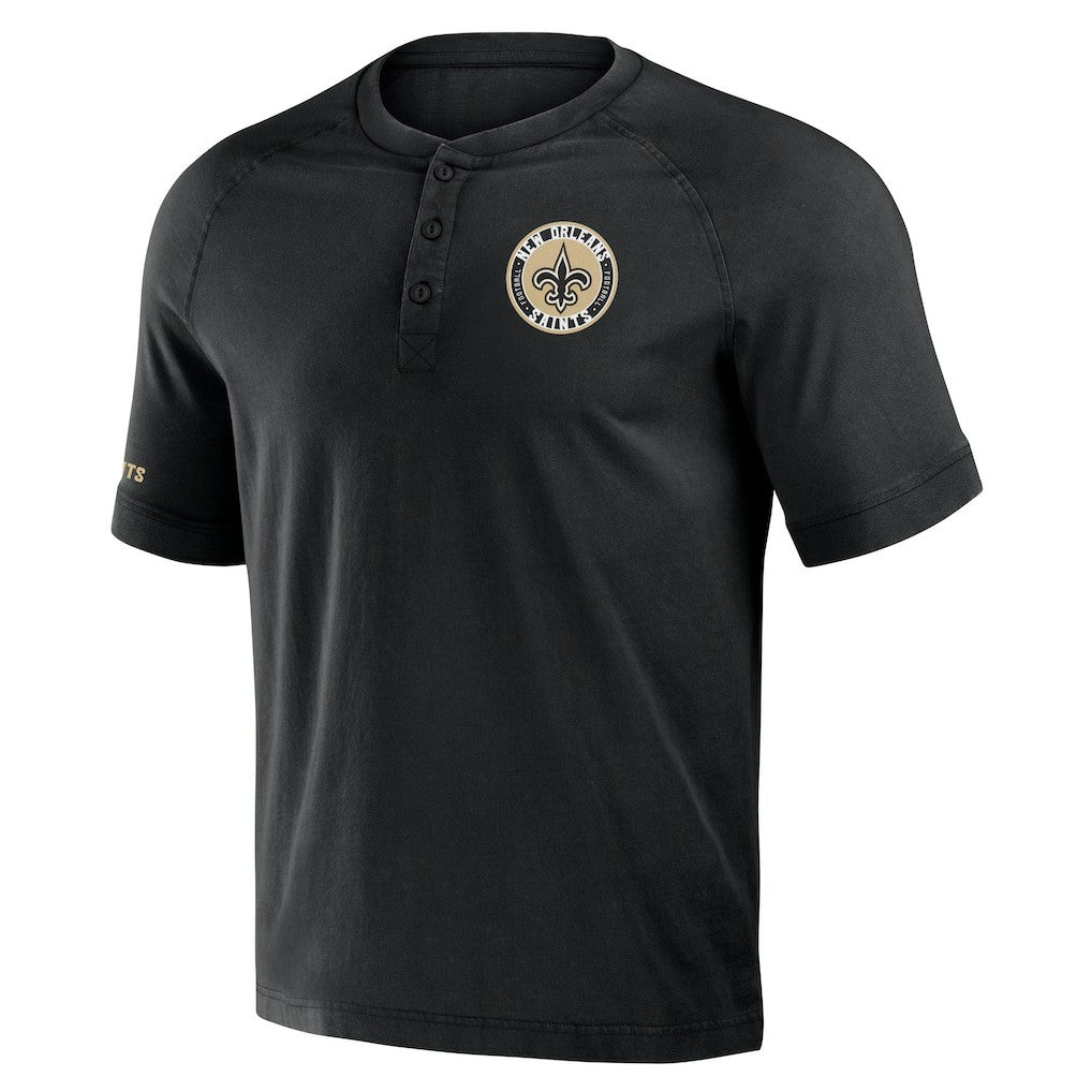 NFL x Darius Rucker Collection Washed Raglan Henley T-Shirt - New Orleans Saints