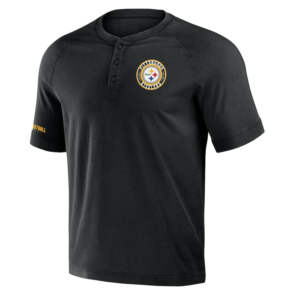 NFL x Darius Rucker Collection Washed Raglan Henley T-Shirt - Pittsburgh Steelers