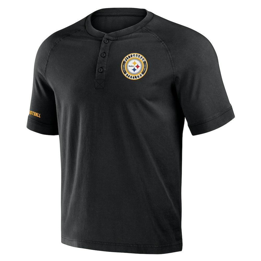 NFL x Darius Rucker Collection Washed Raglan Henley T-Shirt - Pittsburgh Steelers