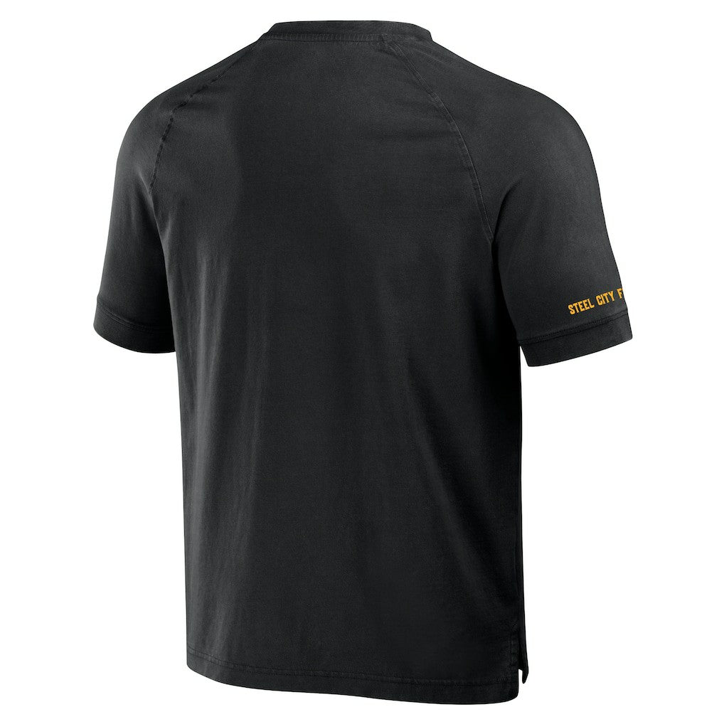 NFL x Darius Rucker Collection Washed Raglan Henley T-Shirt - Pittsburgh Steelers