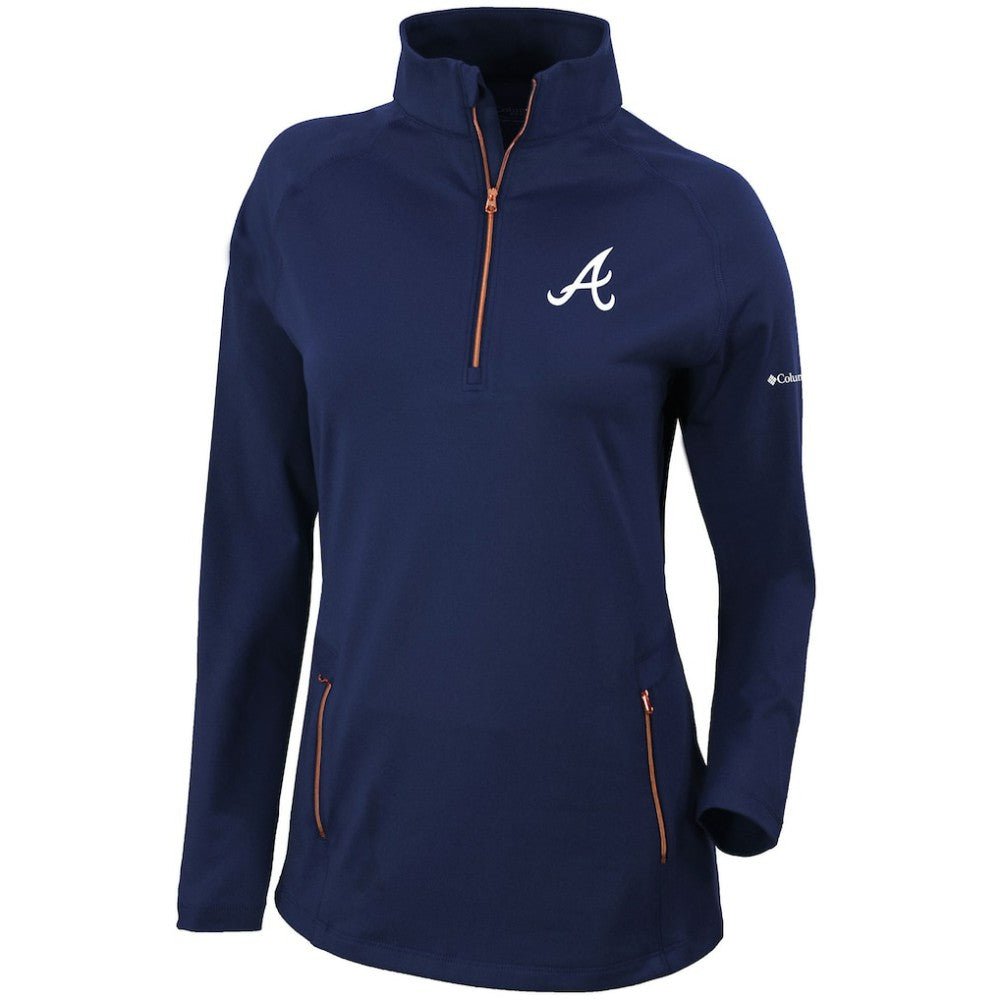 MLB Atlanta Braves Columbia Women's Omni-Wick Outward Nine Quarter-Zip Pullover Top