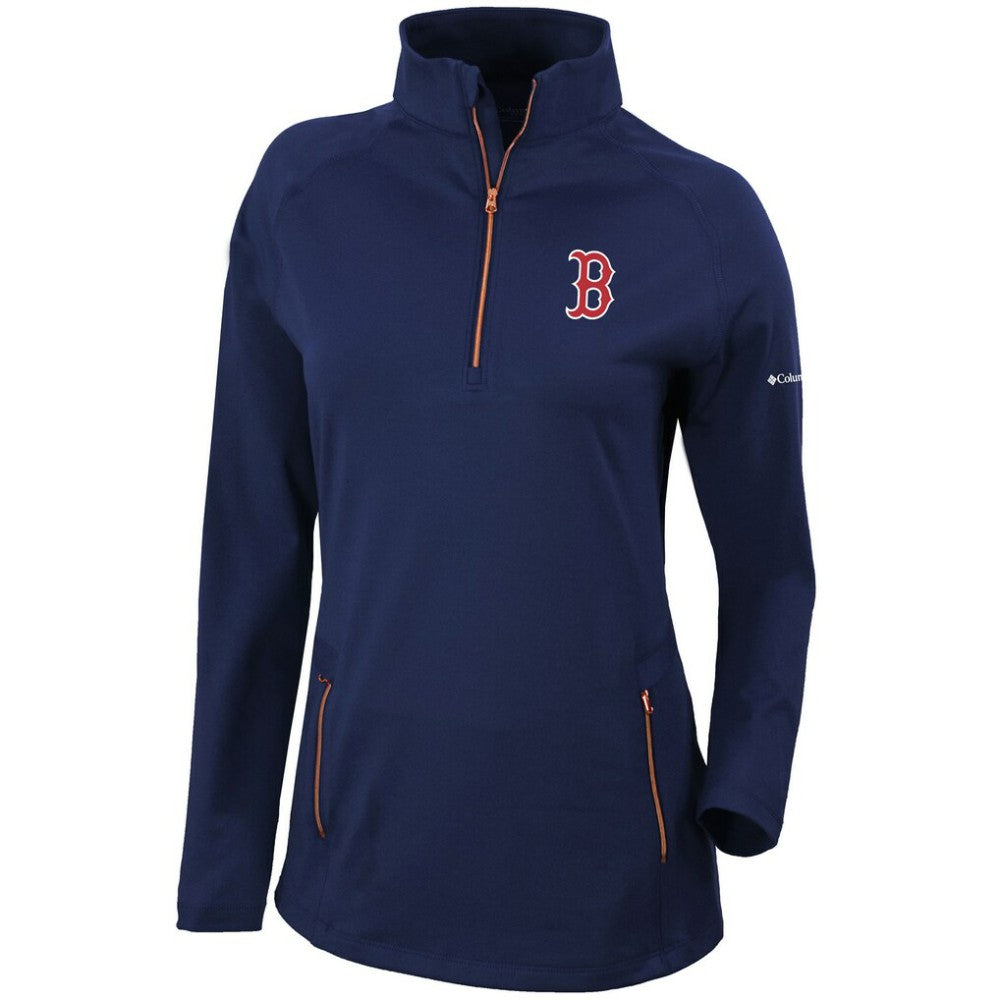 MLB Boston Red Sox Columbia Women's Omni-Wick Outward Nine Quarter-Zip Pullover Top