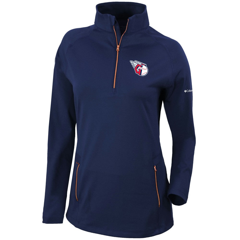 MLB Cleveland Guardians Columbia Women's Omni-Wick Outward Nine Quarter-Zip Pullover Top