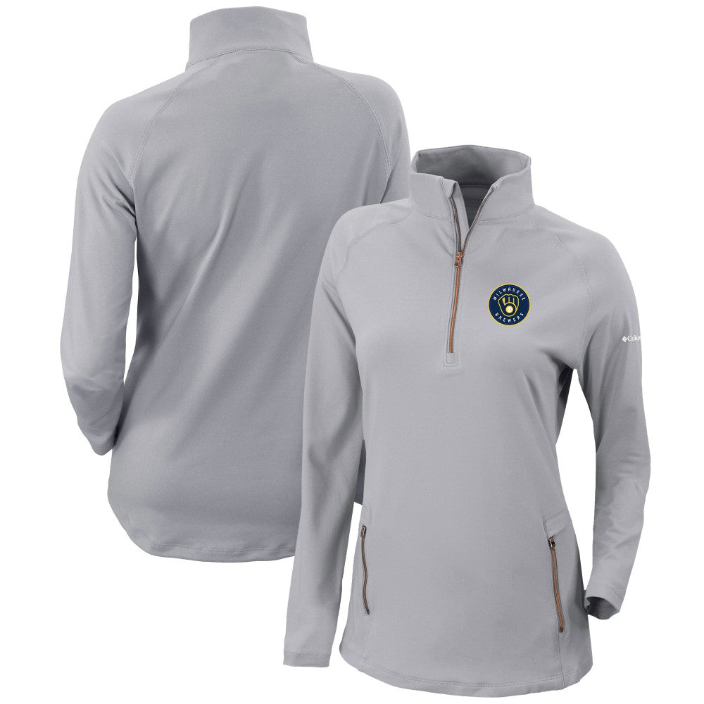 MLB Milwaukee Brewers Columbia Women's Omni-Wick Outward Nine Quarter-Zip Pullover Top