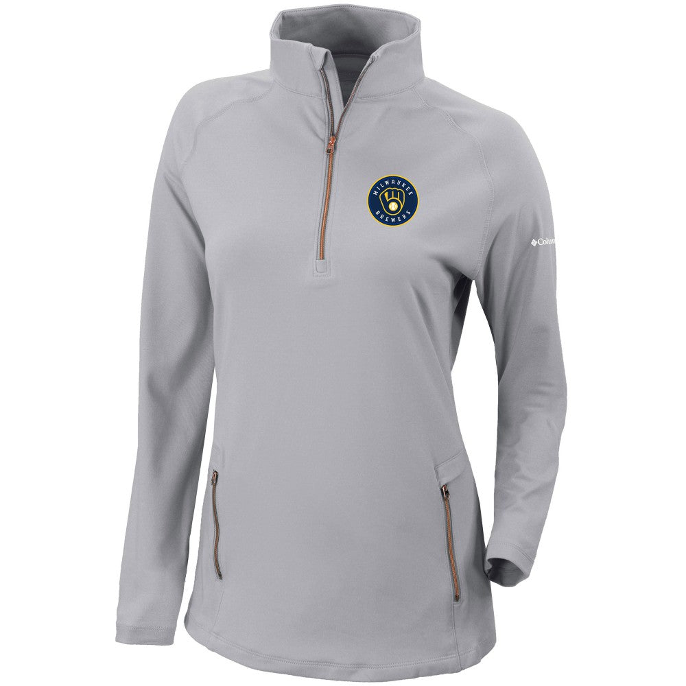 MLB Milwaukee Brewers Columbia Women's Omni-Wick Outward Nine Quarter-Zip Pullover Top