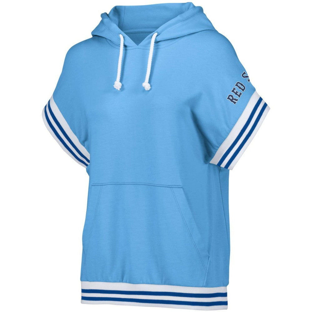 MLB Boston Red Sox Lusso Women's Mabel Tri-Blend Short Sleeve Pullover Hoodie