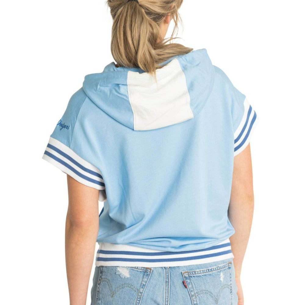 MLB Los Angeles Dodgers Lusso Women's Mabel Tri-Blend Short Sleeve Pullover Hoodie