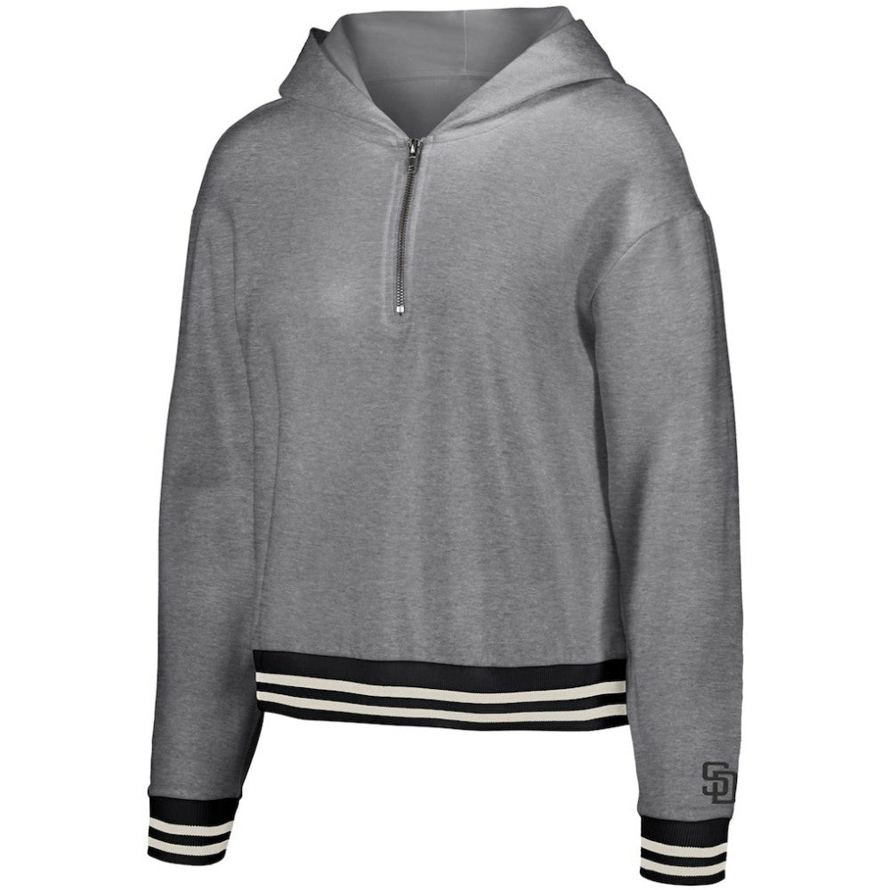 MLB San Diego Padres Lusso Women's Magnolia Tri-Blend Quarter-Zip Hoodie