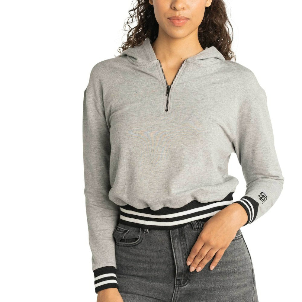 MLB San Diego Padres Lusso Women's Magnolia Tri-Blend Quarter-Zip Hoodie