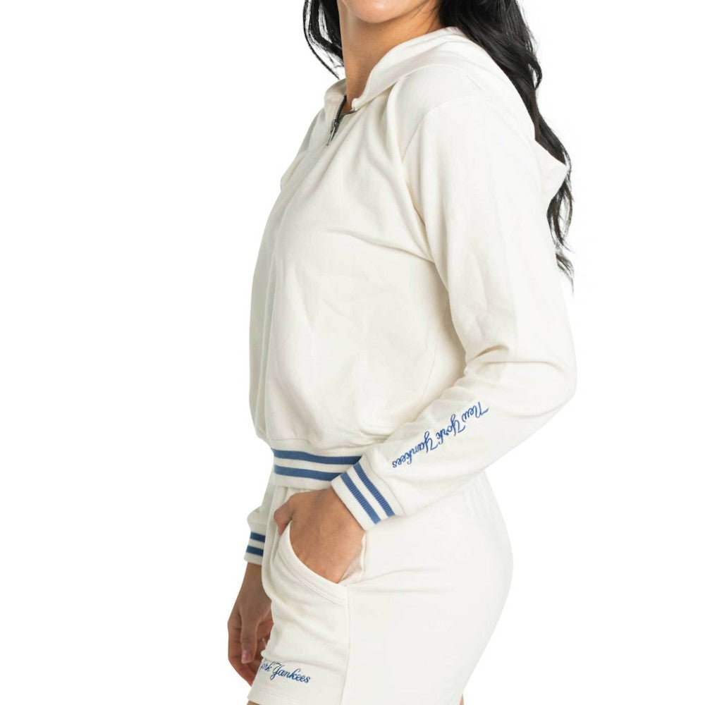 MLB New York Yankees Lusso Women's Magnolia Tri-Blend Quarter-Zip Hoodie