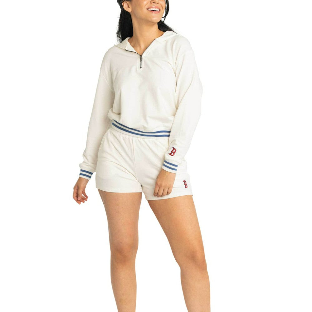 MLB Boston Red Sox Lusso Women's Magnolia Tri-Blend Quarter-Zip Hoodie
