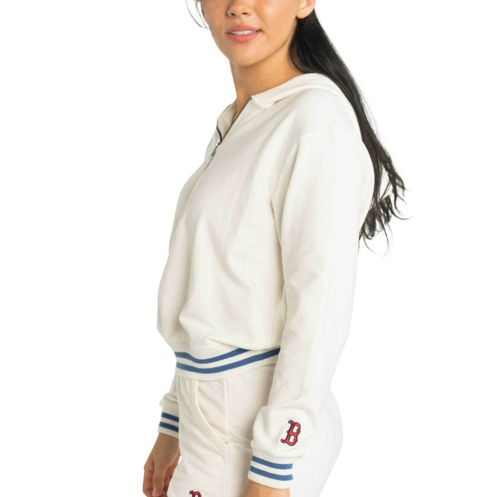 MLB Boston Red Sox Lusso Women's Magnolia Tri-Blend Quarter-Zip Hoodie