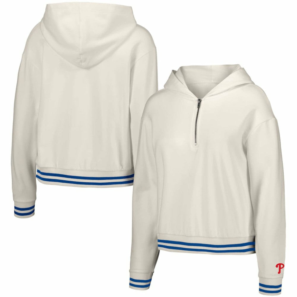 MLB Philadelphia Phillies Lusso Women's Magnolia Tri-Blend Quarter-Zip Hoodie