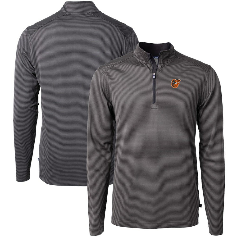 MLB Baltimore Orioles Cutter & Buck Virtue Eco Pique Micro Stripe Recycled Quarter-Zip Pullover Top