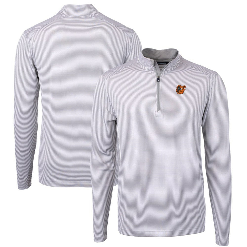 MLB Baltimore Orioles Cutter & Buck Virtue Eco Pique Micro Stripe Recycled Quarter-Zip Pullover Top