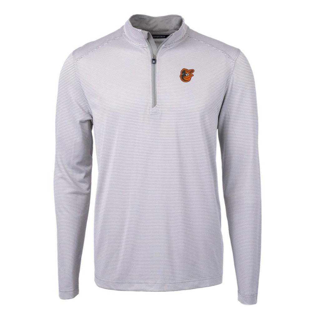 MLB Baltimore Orioles Cutter & Buck Virtue Eco Pique Micro Stripe Recycled Quarter-Zip Pullover Top