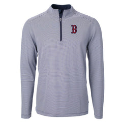 MLB Boston Red Sox Cutter & Buck Virtue Eco Pique Micro Stripe Recycled Quarter-Zip Pullover Top