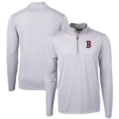 MLB Boston Red Sox Cutter & Buck Virtue Eco Pique Micro Stripe Recycled Quarter-Zip Pullover Top