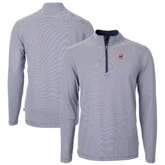 MLB Chicago Cubs Cutter & Buck Virtue Eco Pique Micro Stripe Recycled Quarter-Zip Pullover Top