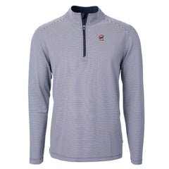MLB Chicago Cubs Cutter & Buck Virtue Eco Pique Micro Stripe Recycled Quarter-Zip Pullover Top