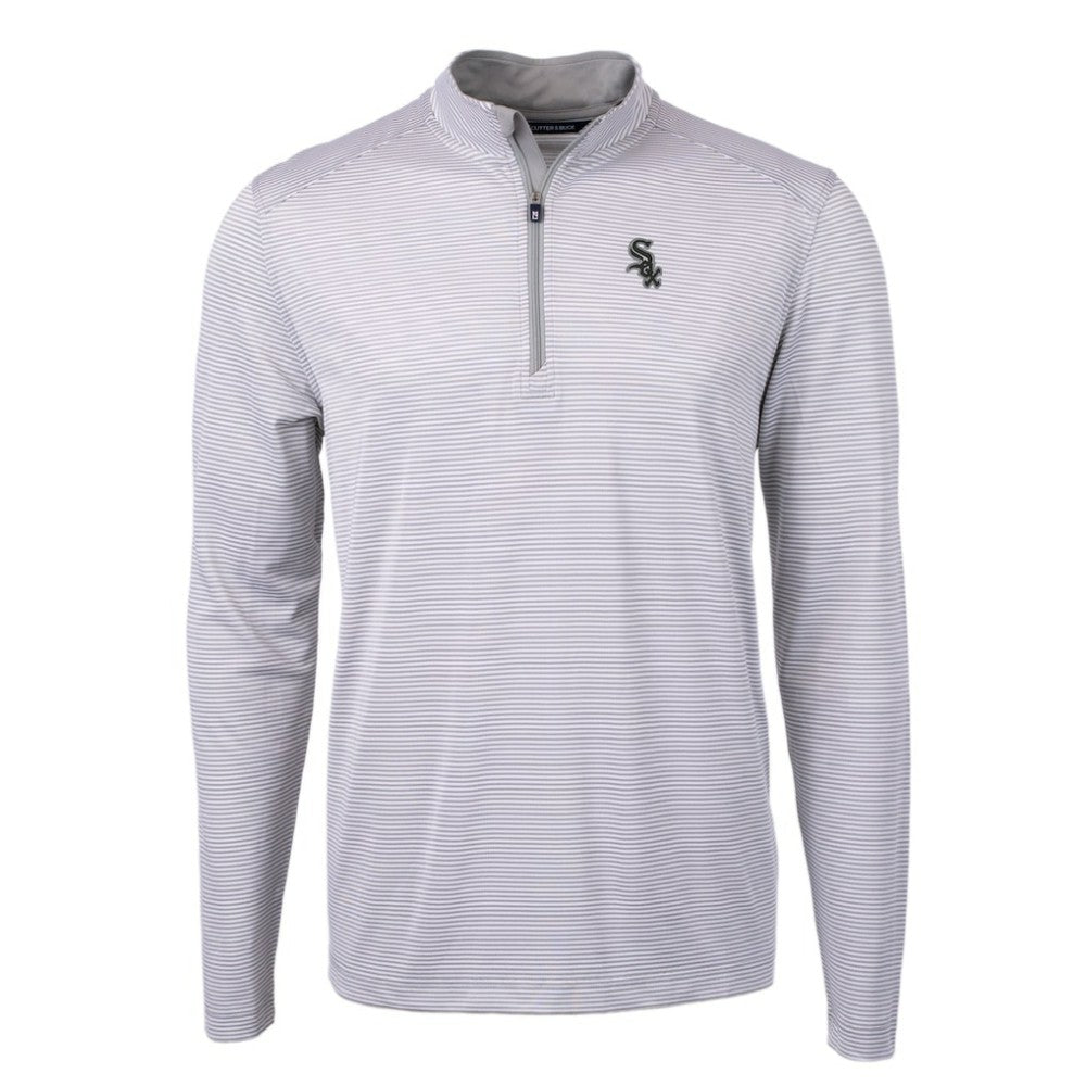 MLB Chicago White Sox Cutter & Buck Virtue Eco Pique Micro Stripe Recycled Quarter-Zip Pullover Top