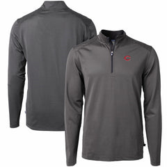 MLB Cincinnati Reds Cutter & Buck Virtue Eco Pique Micro Stripe Recycled Quarter-Zip Pullover Top