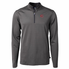 MLB Cincinnati Reds Cutter & Buck Virtue Eco Pique Micro Stripe Recycled Quarter-Zip Pullover Top