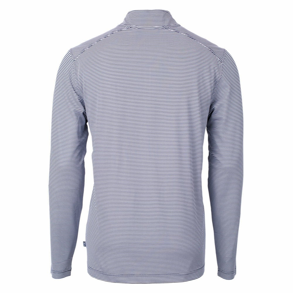 MLB Cleveland Guardians Cutter & Buck Virtue Eco Pique Micro Stripe Recycled Quarter-Zip Pullover Top