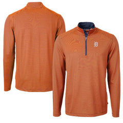 MLB Detroit Tigers Cutter & Buck Virtue Eco Pique Micro Stripe Recycled Quarter-Zip Pullover Top