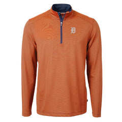 MLB Detroit Tigers Cutter & Buck Virtue Eco Pique Micro Stripe Recycled Quarter-Zip Pullover Top