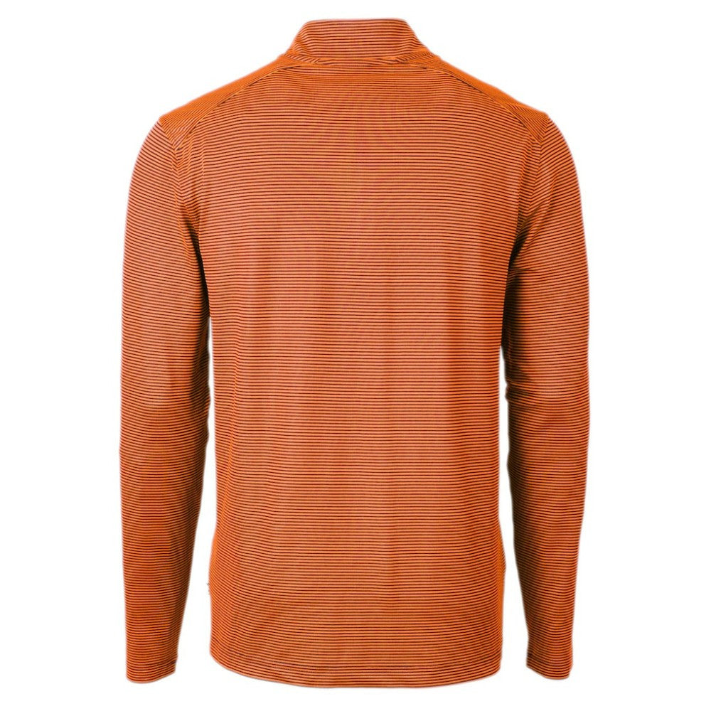 MLB Detroit Tigers Cutter & Buck Virtue Eco Pique Micro Stripe Recycled Quarter-Zip Pullover Top