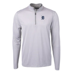 MLB Detroit Tigers Cutter & Buck Virtue Eco Pique Micro Stripe Recycled Quarter-Zip Pullover Top
