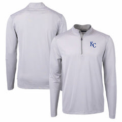 MLB Kansas City Royals Cutter & Buck Virtue Eco Pique Micro Stripe Recycled Quarter-Zip Pullover Top