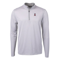 MLB Los Angeles Angels Cutter & Buck Virtue Eco Pique Micro Stripe Recycled Quarter-Zip Pullover Top