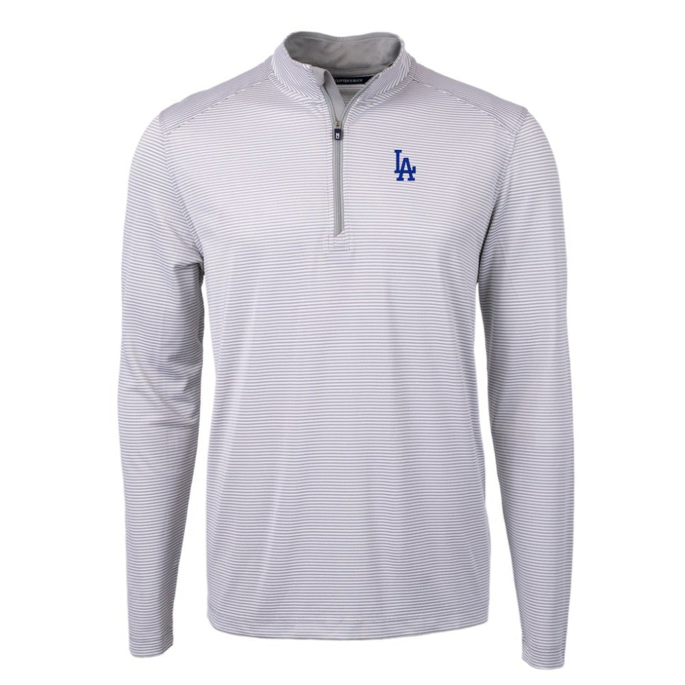 MLB Los Angeles Dodgers Cutter & Buck Virtue Eco Pique Micro Stripe Recycled Quarter-Zip Pullover Top
