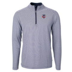 MLB Minnesota Twins Cutter & Buck Virtue Eco Pique Micro Stripe Recycled Quarter-Zip Pullover Top