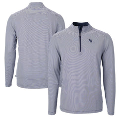 MLB New York Yankees Cutter & Buck Virtue Eco Pique Micro Stripe Recycled Quarter-Zip Pullover Top