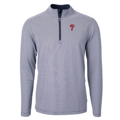 MLB Philadelphia Phillies Cutter & Buck Virtue Eco Pique Micro Stripe Recycled Quarter-Zip Pullover Top