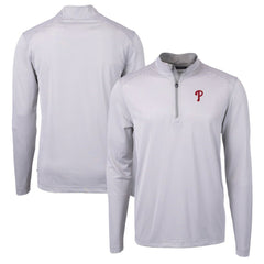 MLB Philadelphia Phillies Cutter & Buck Virtue Eco Pique Micro Stripe Recycled Quarter-Zip Pullover Top