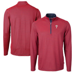 MLB Philadelphia Phillies Cutter & Buck Virtue Eco Pique Micro Stripe Recycled Quarter-Zip Pullover Top