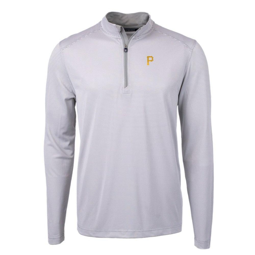 MLB Pittsburgh Pirates Cutter & Buck Virtue Eco Pique Micro Stripe Recycled Quarter-Zip Pullover Top