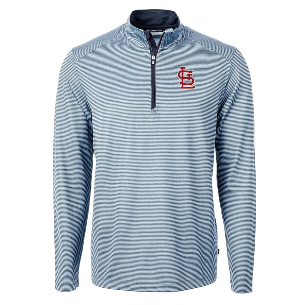 MLB St. Louis Cardinals Cutter & Buck Virtue Eco Pique Micro Stripe Recycled Quarter-Zip Pullover Top