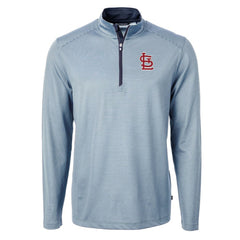 MLB St. Louis Cardinals Cutter & Buck Virtue Eco Pique Micro Stripe Recycled Quarter-Zip Pullover Top