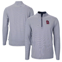 MLB St. Louis Cardinals Cutter & Buck Virtue Eco Pique Micro Stripe Recycled Quarter-Zip Pullover Top