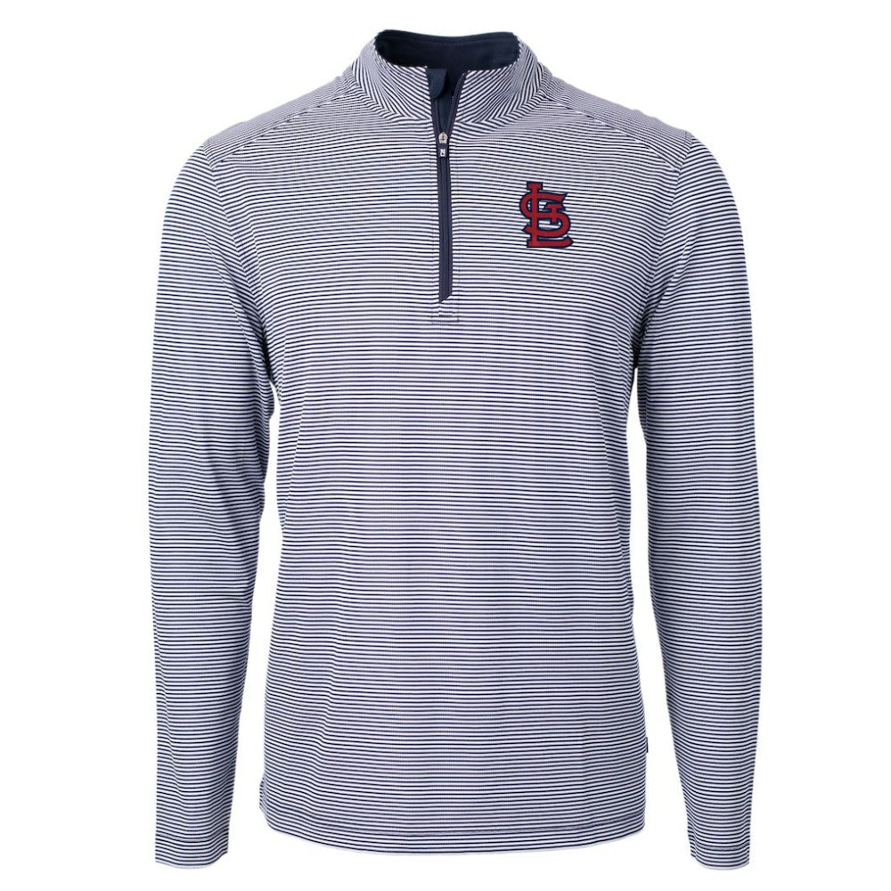 MLB St. Louis Cardinals Cutter & Buck Virtue Eco Pique Micro Stripe Recycled Quarter-Zip Pullover Top